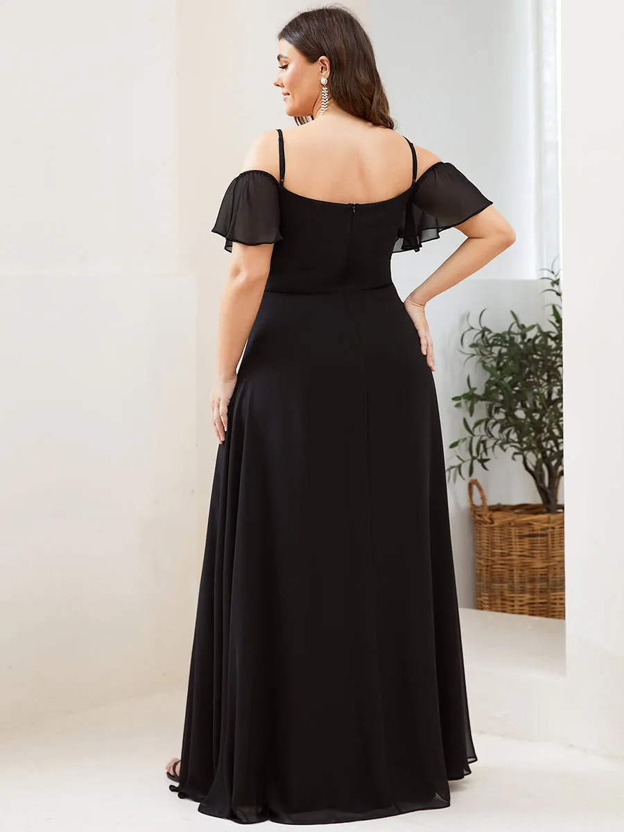 Plain Solid Color Plus Size Wholesale Chiffon Bridesmaid Dress