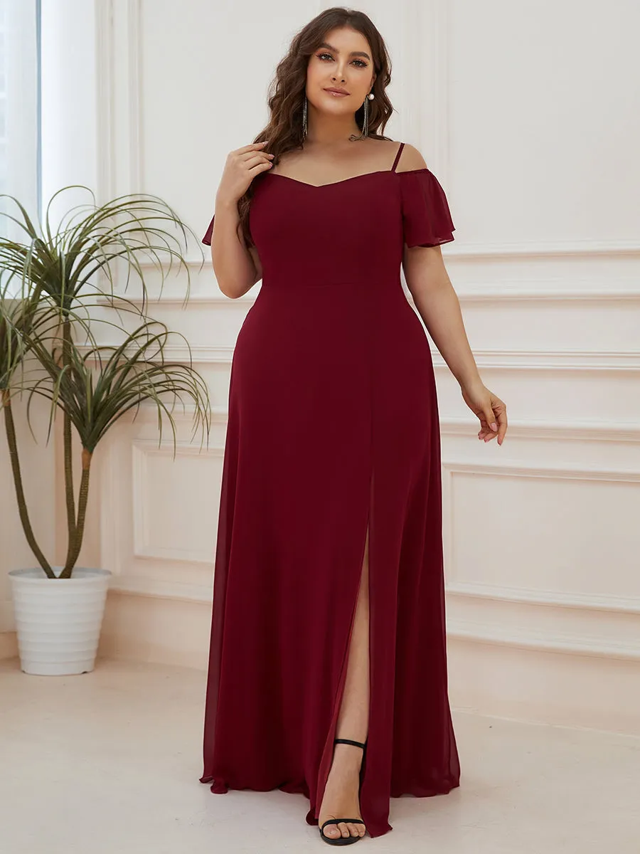 Plain Solid Color Plus Size Wholesale Chiffon Bridesmaid Dress