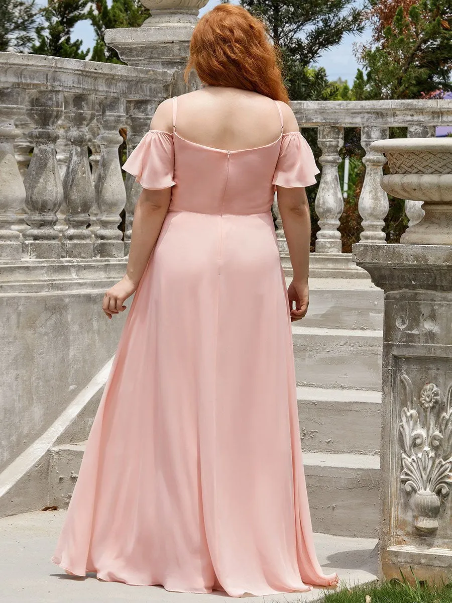 Plain Solid Color Plus Size Wholesale Chiffon Bridesmaid Dress