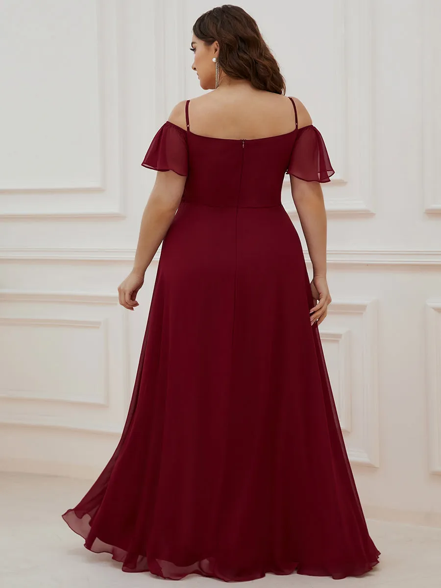 Plain Solid Color Plus Size Wholesale Chiffon Bridesmaid Dress