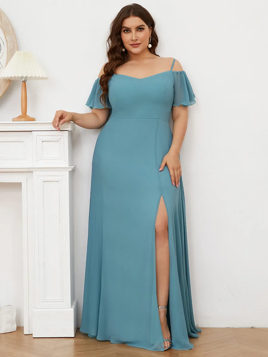 Plain Solid Color Plus Size Wholesale Chiffon Bridesmaid Dress