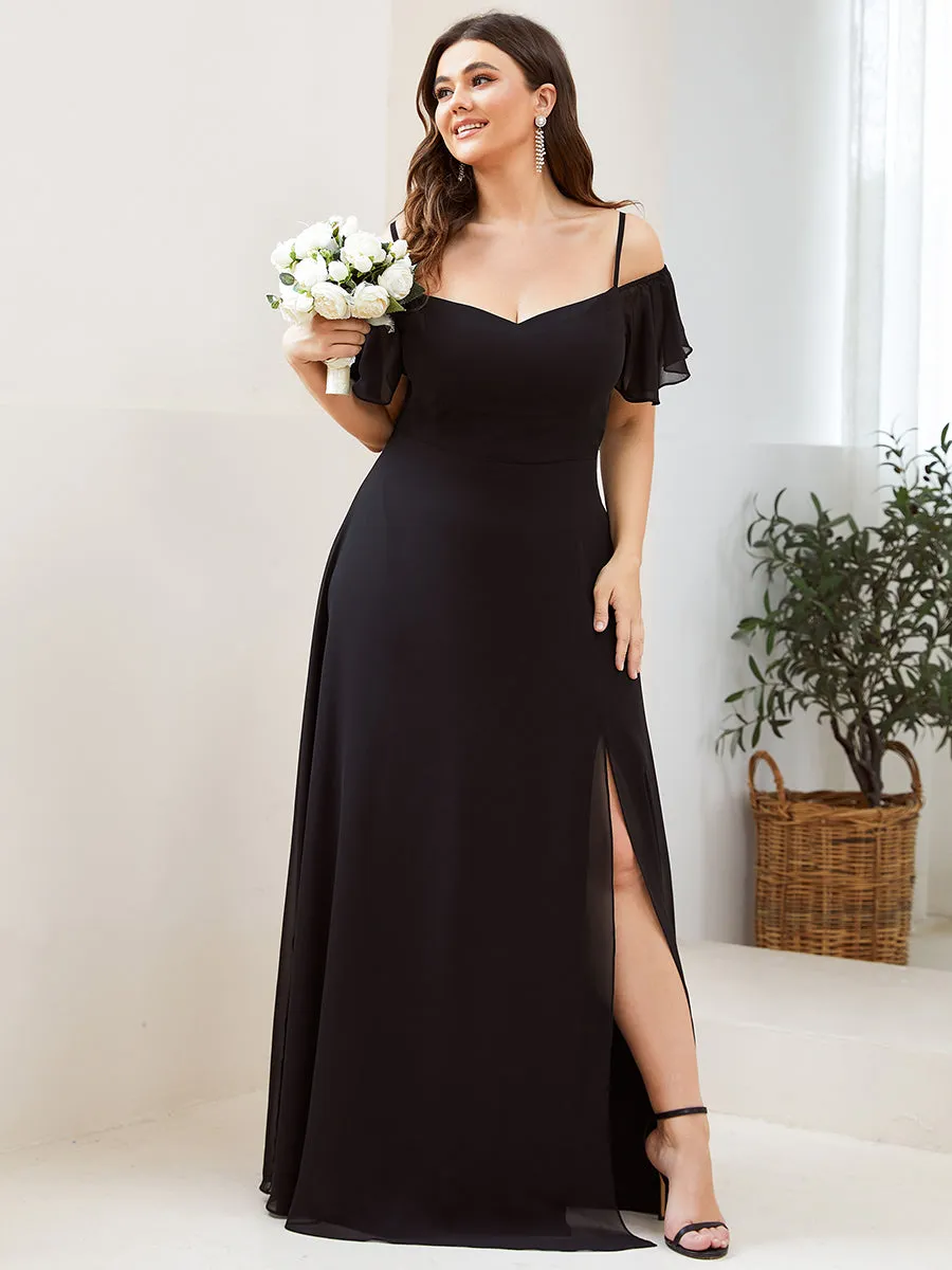 Plain Solid Color Plus Size Wholesale Chiffon Bridesmaid Dress