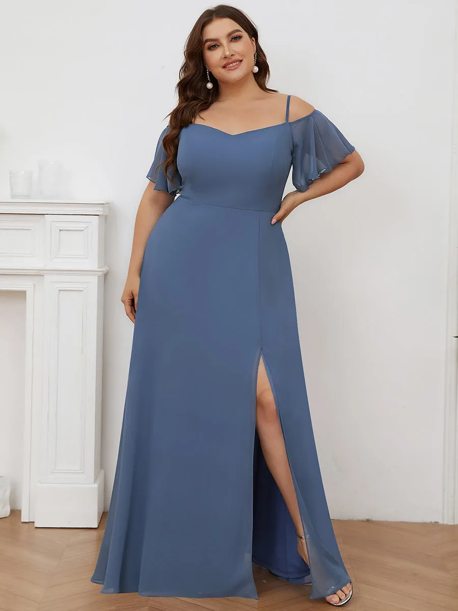 Plain Solid Color Plus Size Wholesale Chiffon Bridesmaid Dress