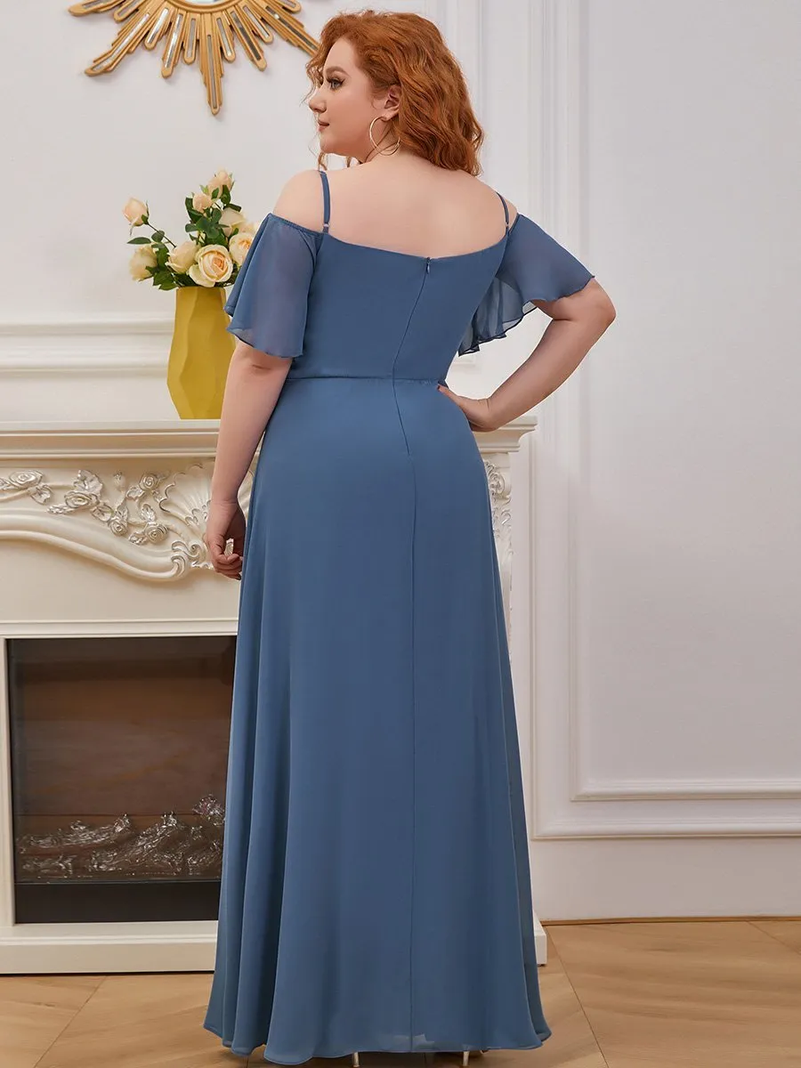 Plain Solid Color Plus Size Wholesale Chiffon Bridesmaid Dress