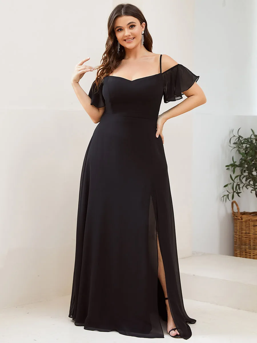 Plain Solid Color Plus Size Wholesale Chiffon Bridesmaid Dress