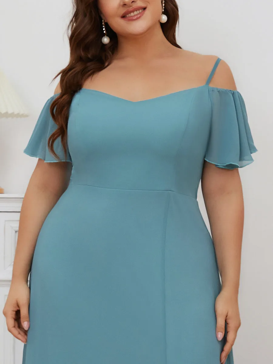 Plain Solid Color Plus Size Wholesale Chiffon Bridesmaid Dress