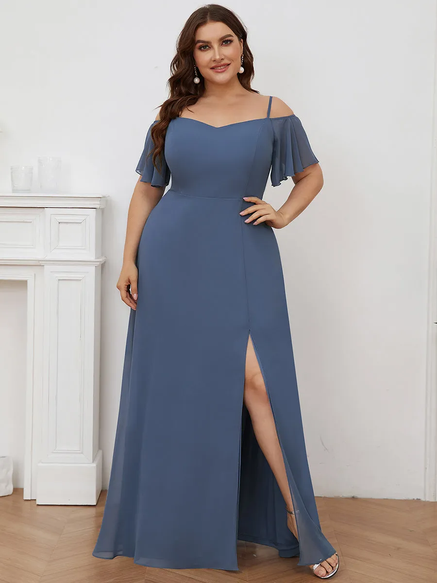 Plain Solid Color Plus Size Wholesale Chiffon Bridesmaid Dress