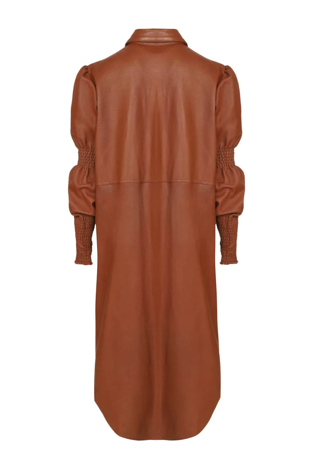 POUF LEATHER DRESS IN CARAMEL