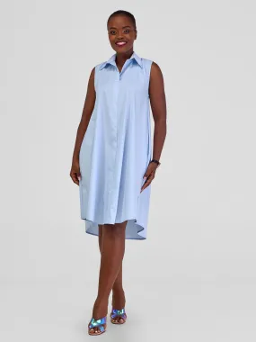 Safari Kaya Sleeveless Tent Shirt Dress - Blue