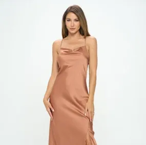 Satin Neutral Slip Dress