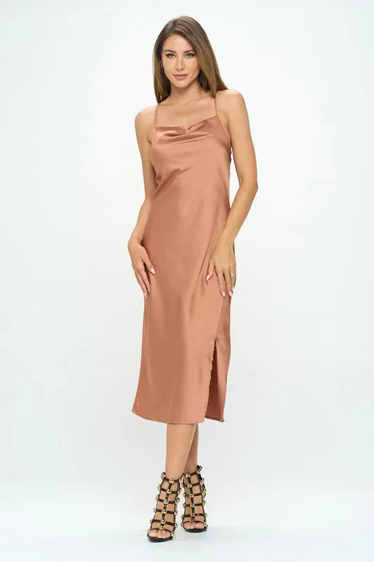 Satin Neutral Slip Dress