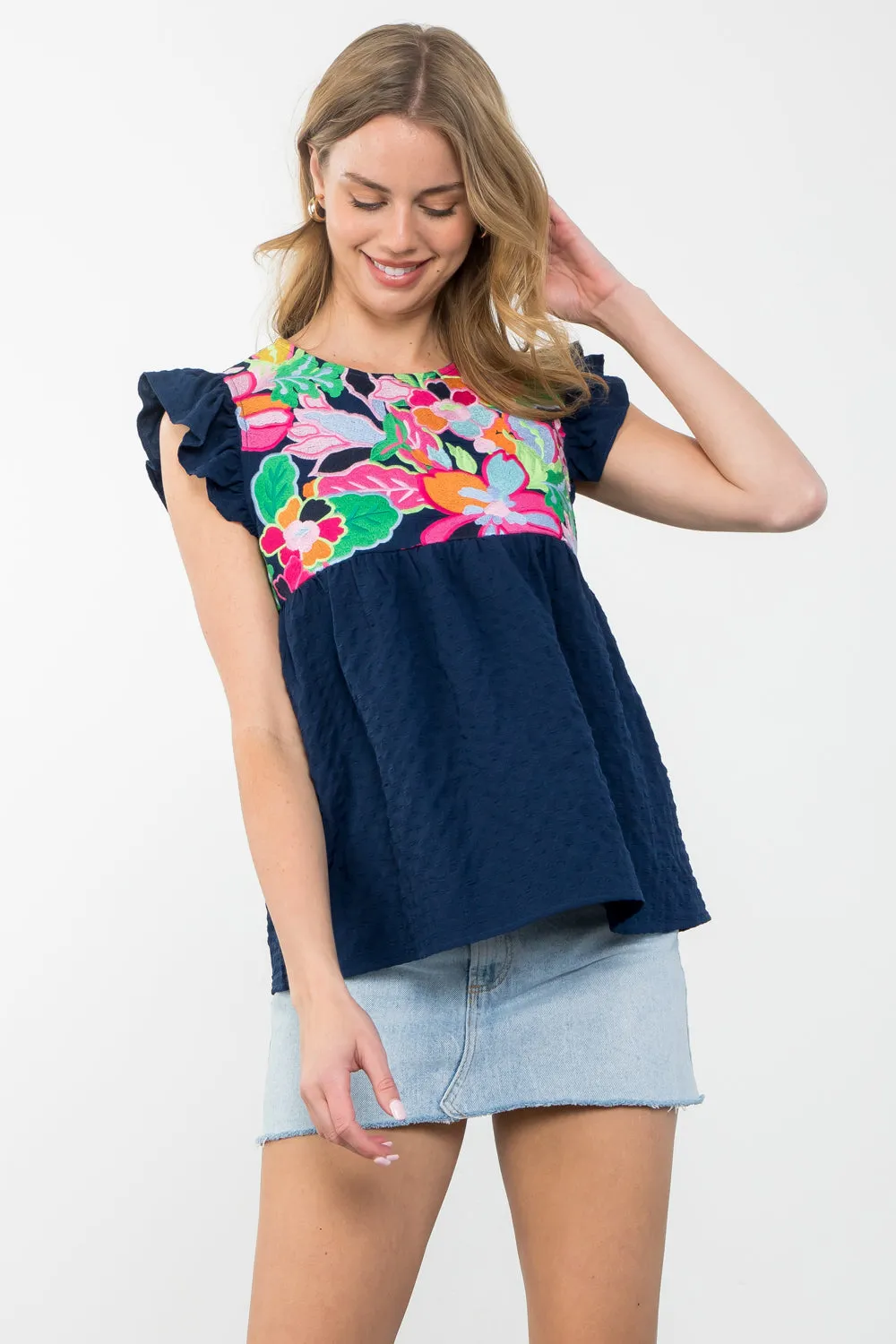 Scarlett Embroidered Textured THML Top