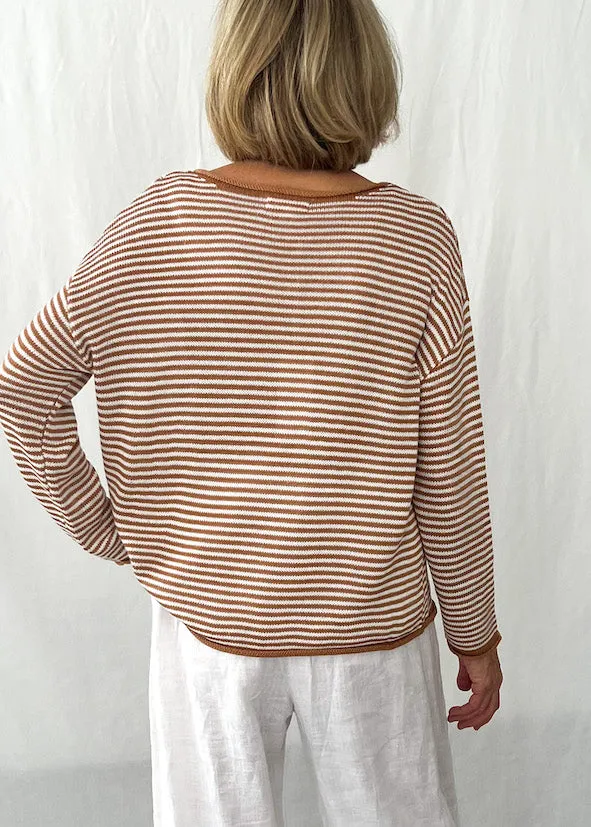 Taylor Autumn Knit - Coffee Stripe