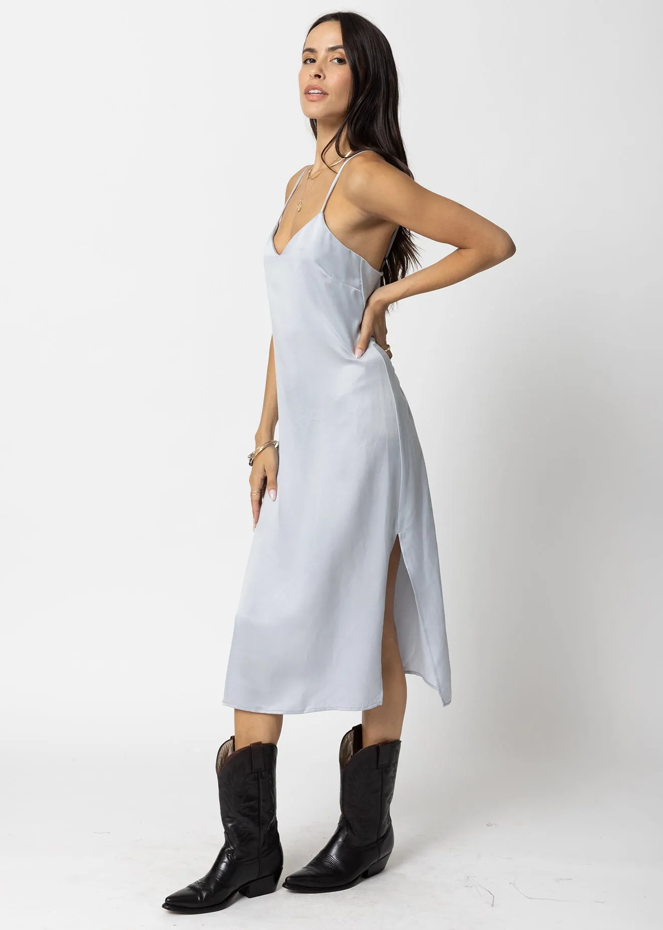 THE CUPRO SILKY SLIP MIDI DRESS