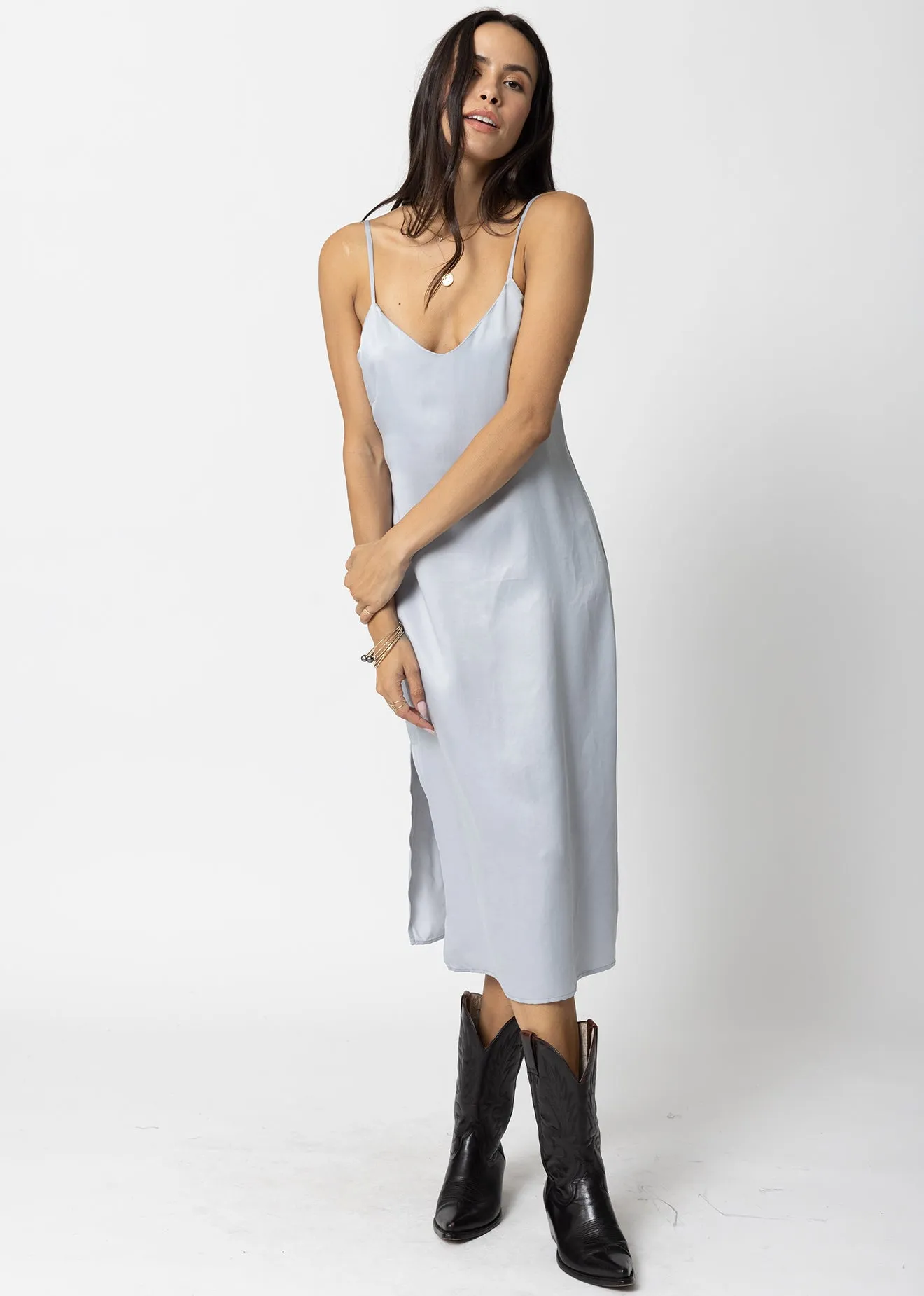 THE CUPRO SILKY SLIP MIDI DRESS