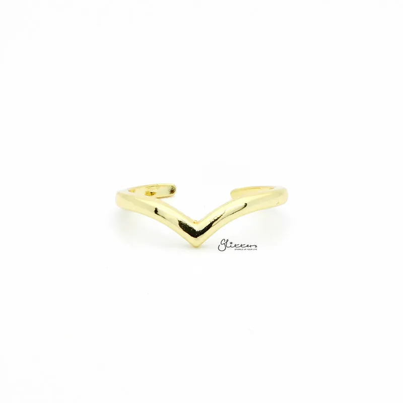 V Shape Toe Ring - Gold