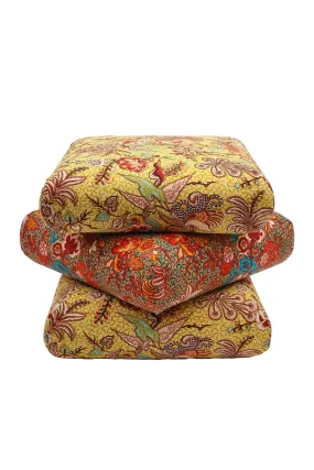 Wild Hibiscus Printed Pouf - Calla Lily