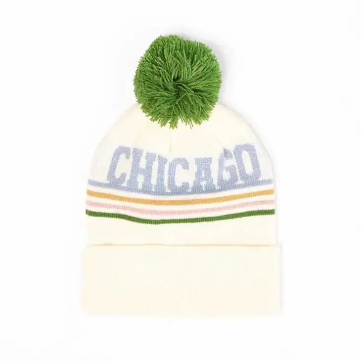 Youth Size Mad Hatter Chicago Pom Beanie in Retro Multi